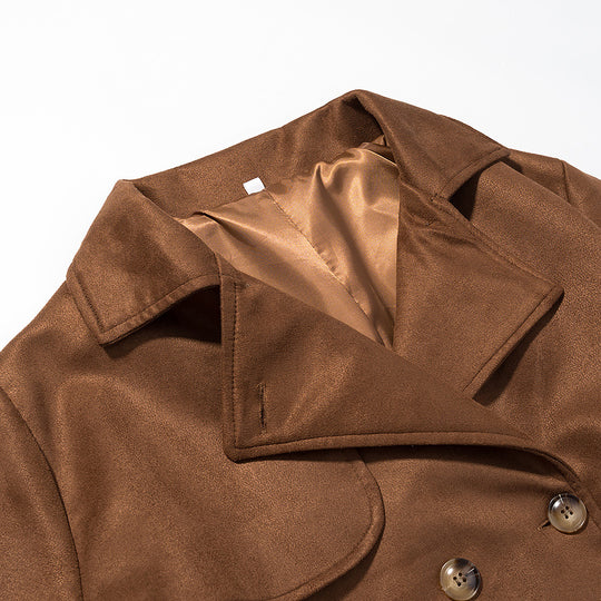 Damen Langer Doppelreihiger Mantel im Trenchcoat‑Stil mit Taillengürtel und Ärmelriegel Shop Nory