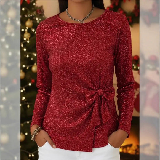 Damen Glamouröses Langarmoberteil mit Schleifen-Detail Shop Nory