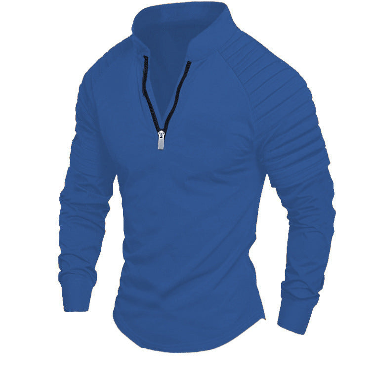 Herren Slim-Fit Troyer mit gesteppter Schulterpasse und halbem Reißverschluss Shop Nory