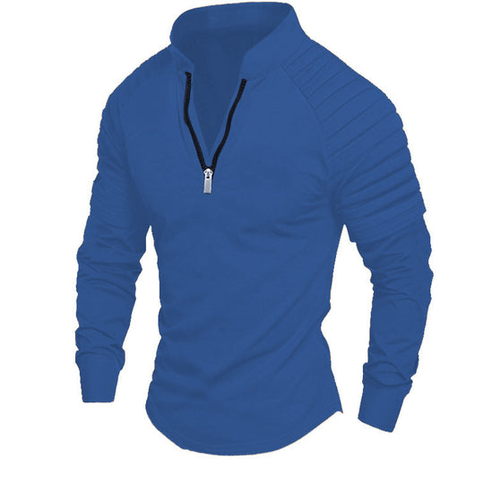 Herren Slim-Fit Troyer mit gesteppter Schulterpasse und halbem Reißverschluss Shop Nory