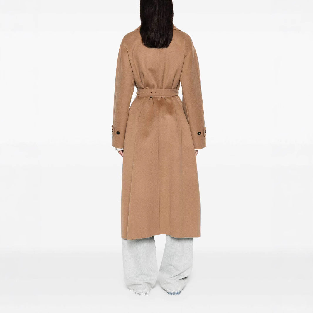 Damen Wickelmantel aus Wollmix mit Taillengürtel und Oversize-Schulter Shop Nory
