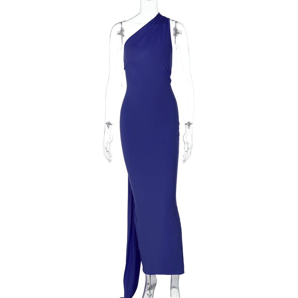 Damen Elegantes One-Shoulder Abendkleid Shopnory