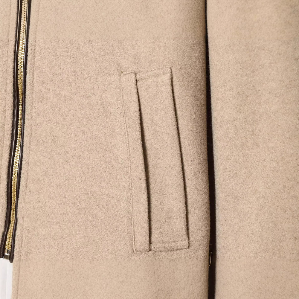 Damen Kurzjacke im Boxy‑Cropped‑Wollmix mit sichtbarem Metallreißverschluss und Kontrastmanschetten Shop Nory