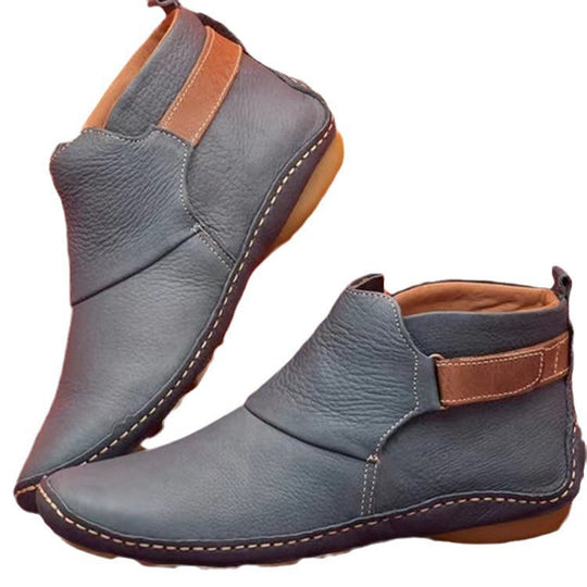 Damen Weiche Leder‑Stiefelette mit Klettverschluss, ergonomischer Laufsohle und gepolstertem Fußbett Shop Nory