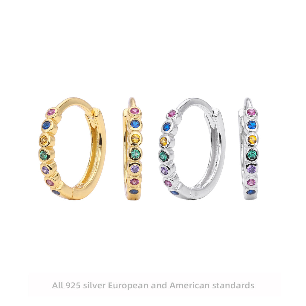Damen Creolenohrringe mit bunten Zirkon-Akzenten und hochwertigem 925 Sterlingsilber Shop Nory