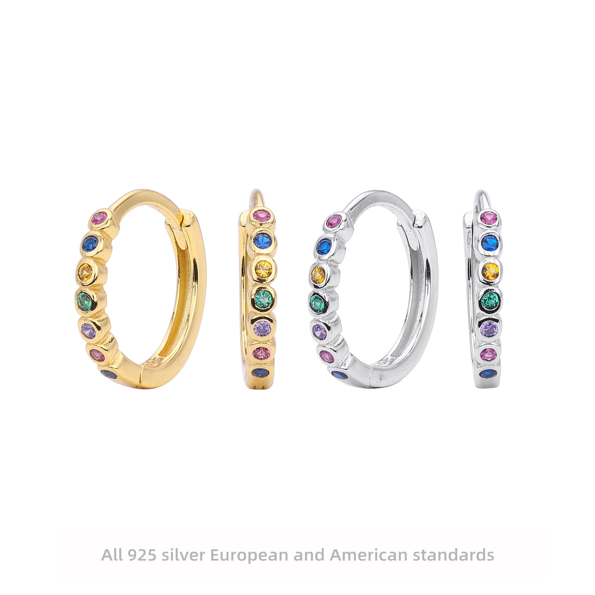 Damen Creolenohrringe mit bunten Zirkon-Akzenten und hochwertigem 925 Sterlingsilber Shop Nory