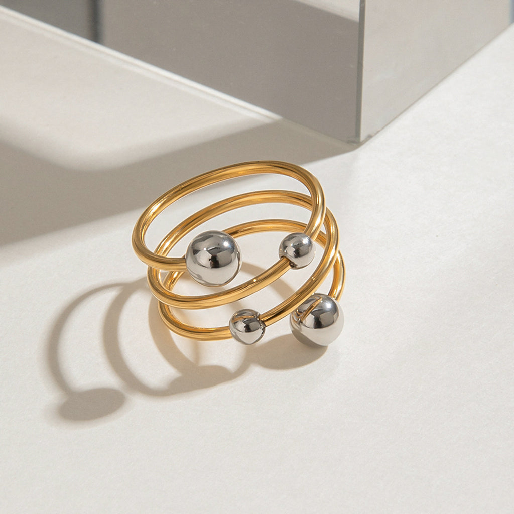 Damen Offener Ring mit elegantem, dreifachem Design aus hypoallergenem Edelstahl Shop Nory