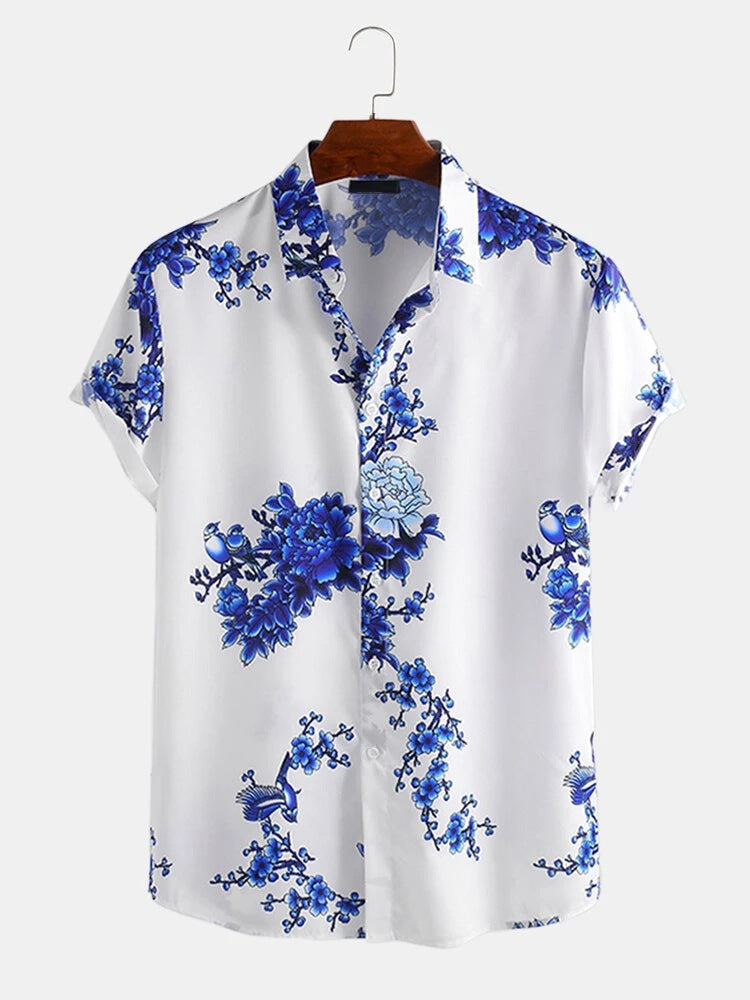 Herren Kurzarmhemd mit elegantem floralem Druck und hochwertigem Material