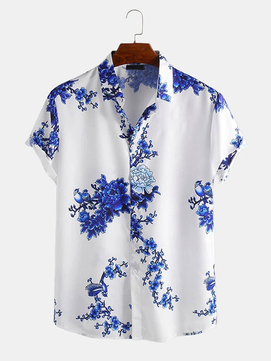 Herren Kurzarmhemd mit elegantem floralem Druck und hochwertigem Material