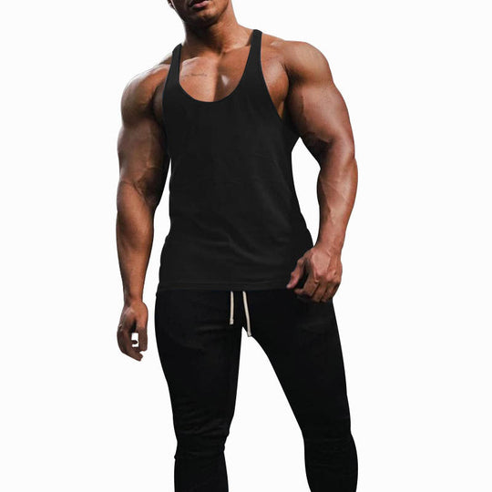 Herren nan athletisches Tanktop mit tiefem Armausschnitt und schmalen Trägern am Rücken aus Baumwollstretch Shopnory
