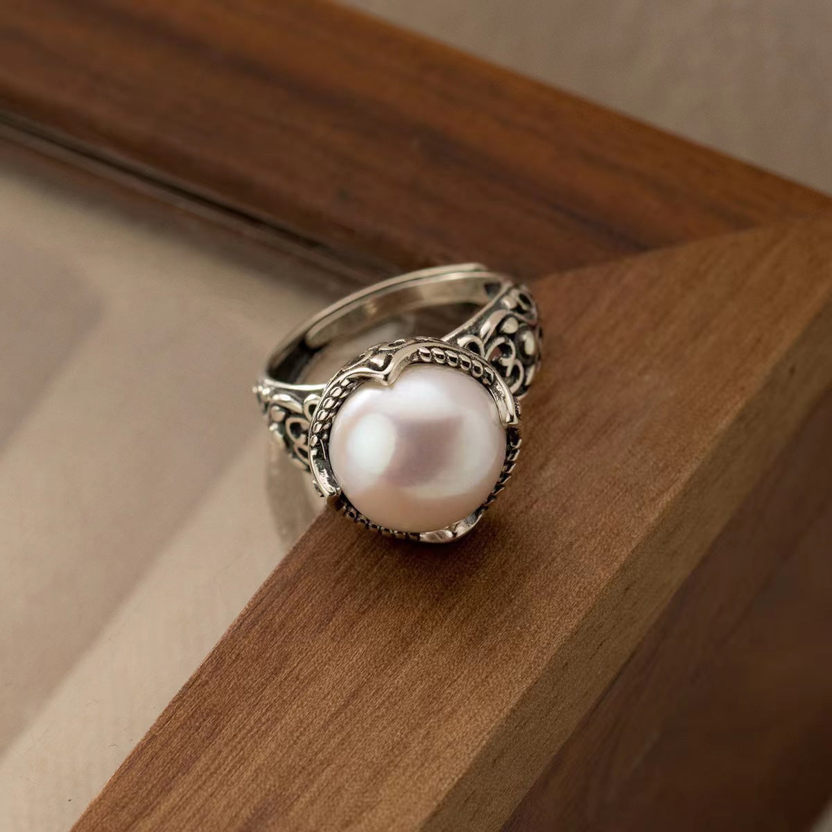 Damen perlverzierter Ring mit kunstvoller Fassung Shop Nory