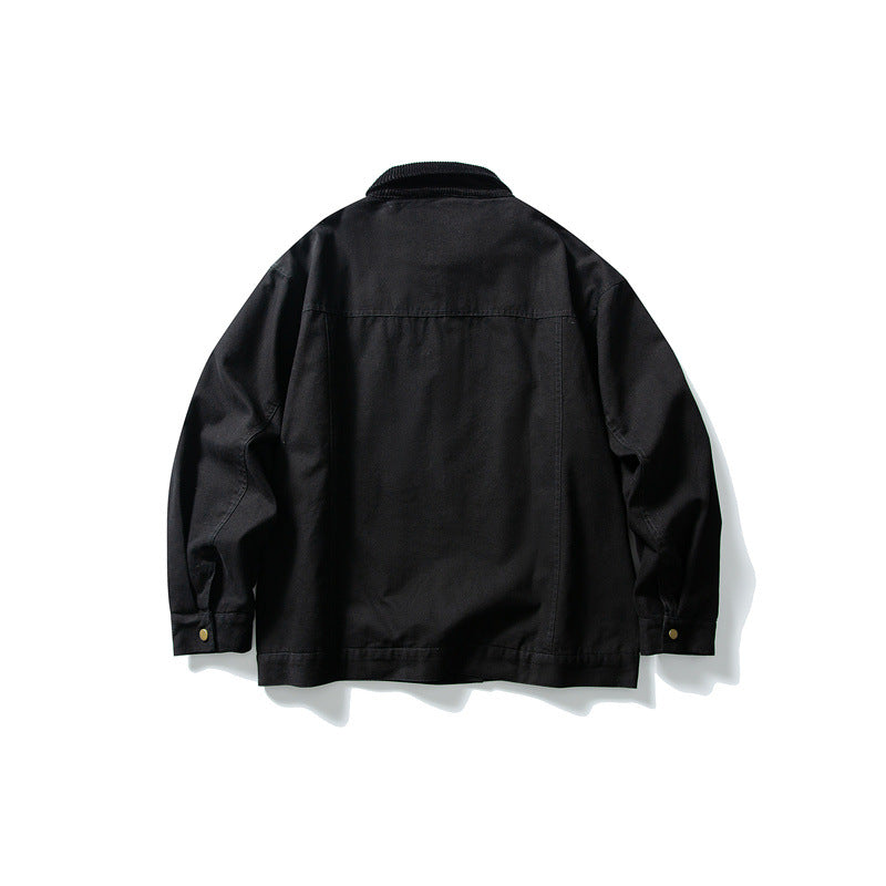 Herren Boxy-Canvas-Blousonjacke mit Cordkragen und durchgehendem Reißverschluss Shop Nory
