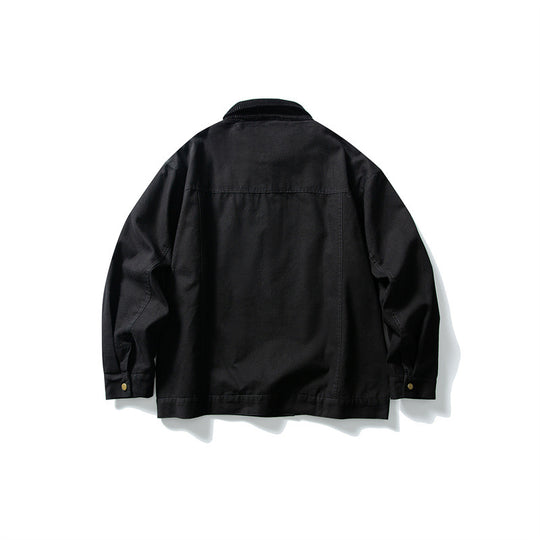 Herren Boxy-Canvas-Blousonjacke mit Cordkragen und durchgehendem Reißverschluss Shop Nory