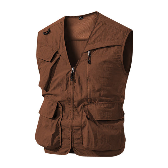 Herren Outdoor-Utility-Anglerweste mit atmungsaktivem Meshrücken und multifunktionalen Taschen Shop Nory