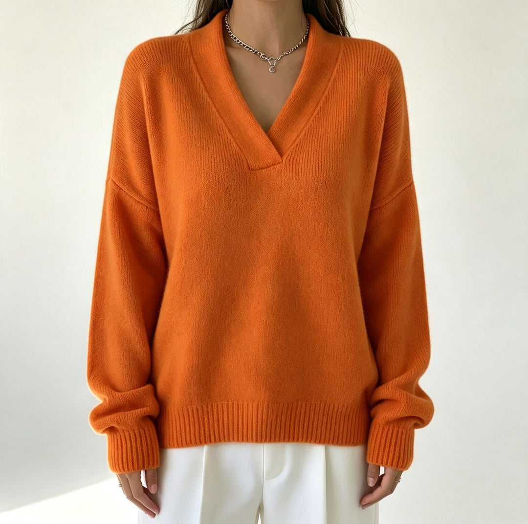 Damen Kaschmir-Touch V-Ausschnitt Relax-Pullover mit Raglanärmeln Shop Nory