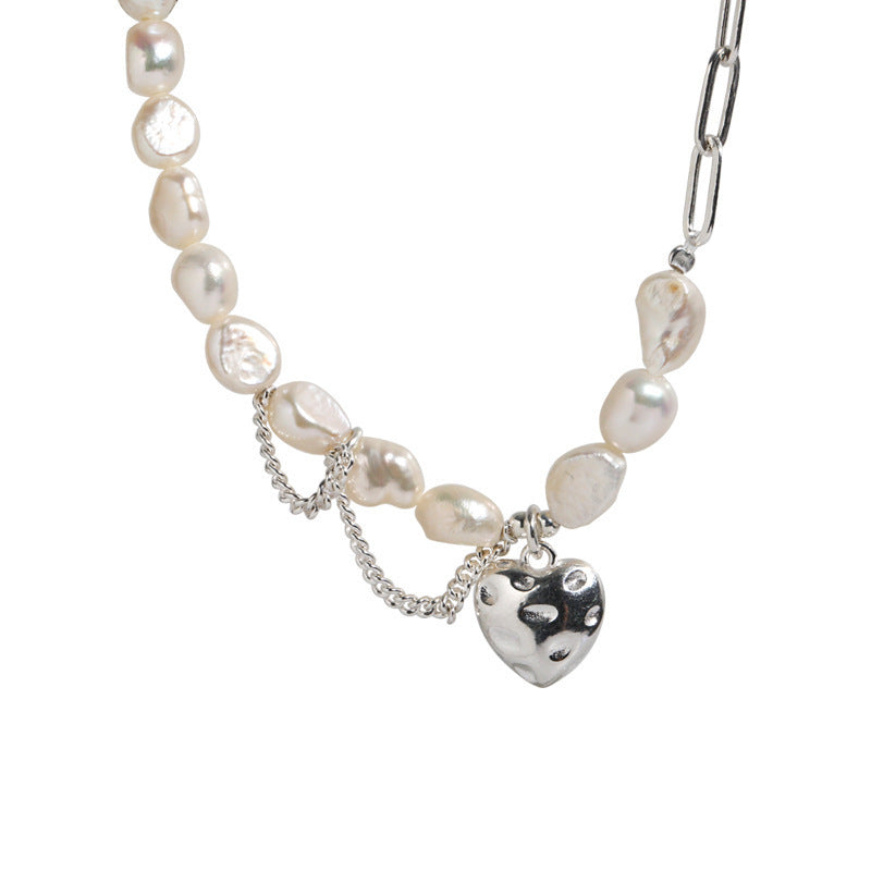 Damen Halskette mit kombiniertem Anhänger aus Perlen und Silber Shop Nory