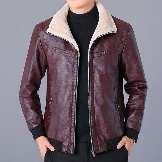 Herren gefütterte Kunstleder-Bomberjacke mit Sherpa-Kragen und wärmender Teddyinnenlage Shop Nory