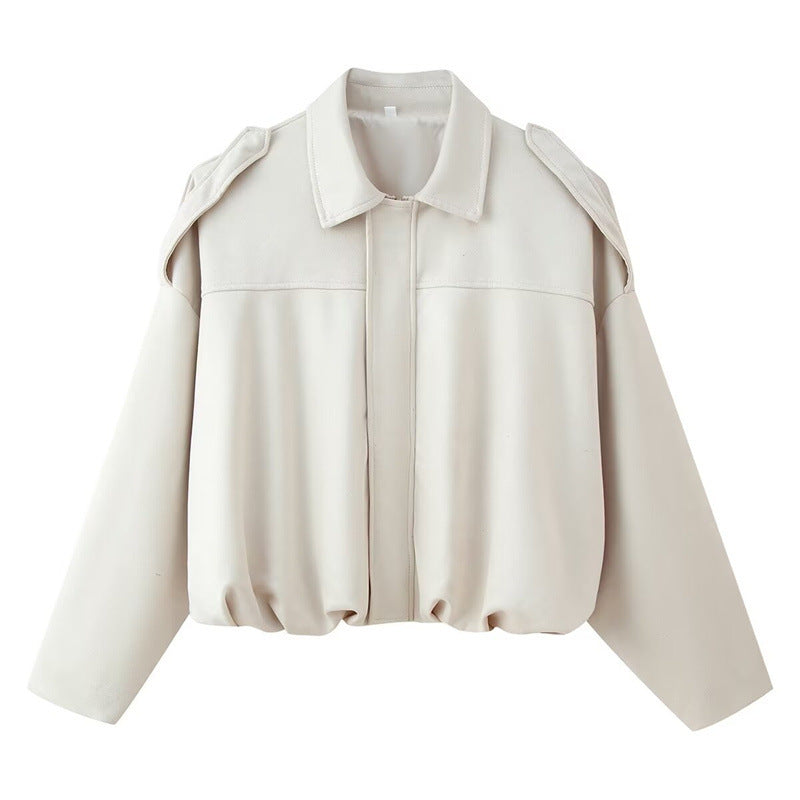 Damen Kurzgeschnittene Oversize Blousonjacke mit Schulterklappen Shop Nory
