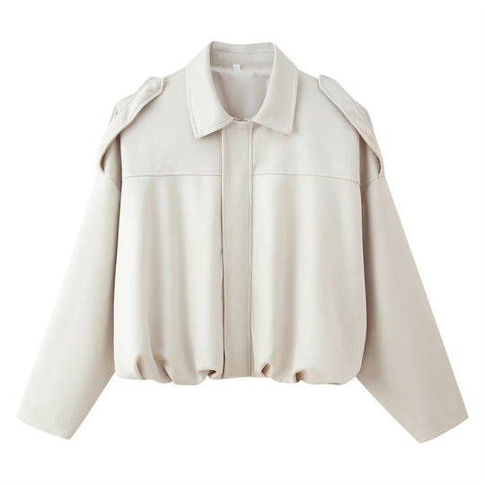 Damen Kurzgeschnittene Oversize Blousonjacke mit Schulterklappen Shop Nory