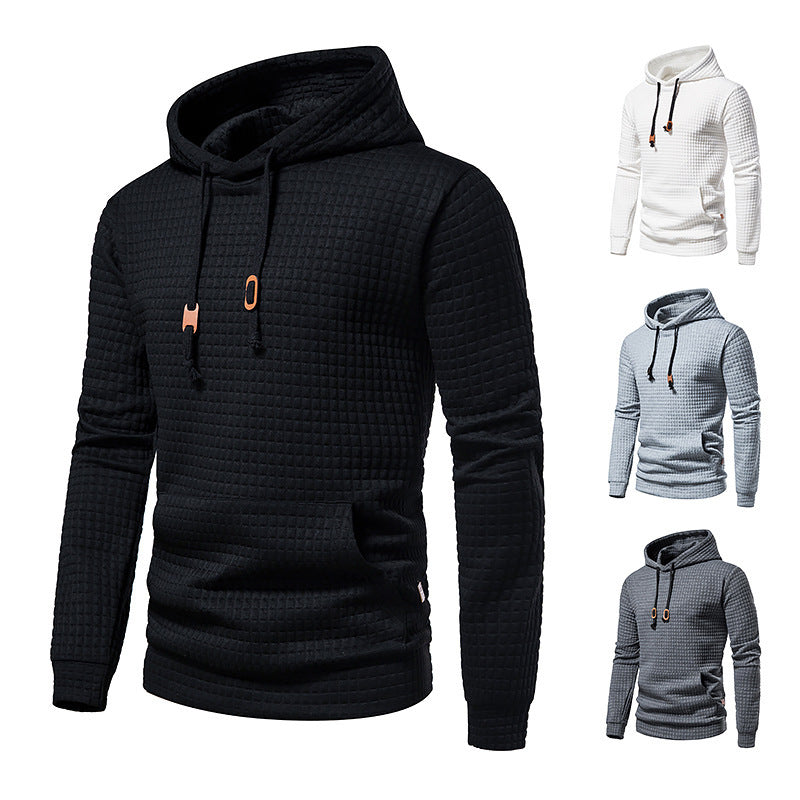 Herren Strukturierter Waffle-Kapuzenpullover mit Kängurutasche und schmaler Passform Shop Nory