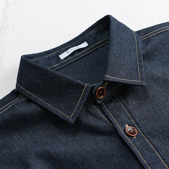 Herren Denim-Overshirt mit aufgesetzter Brusttasche und Kontrastnähten Shop Nory