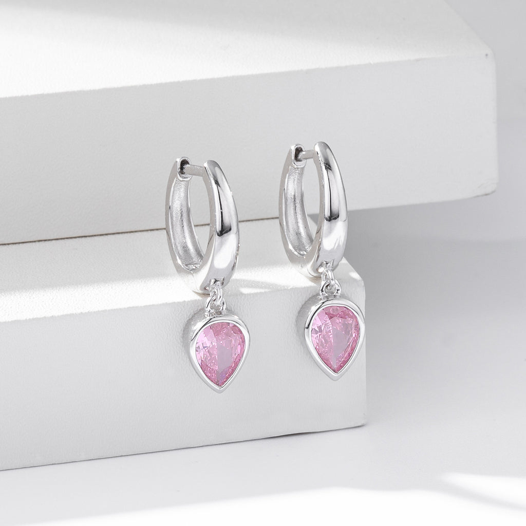 Damen Ohrhänger mit tropfenförmigen Zirkonen und hochwertiger 925 Sterling Silberfassung Shop Nory