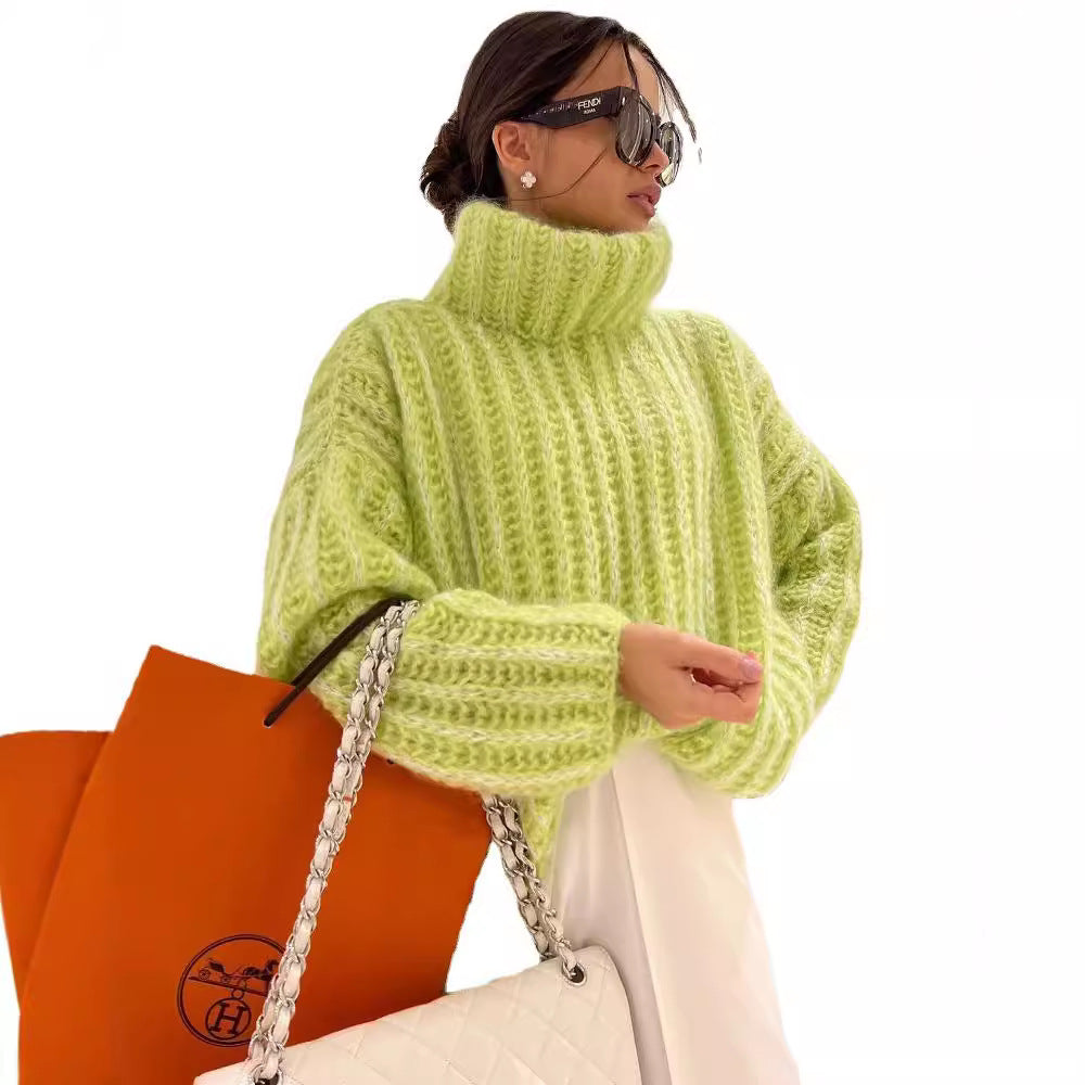 Damen Oversized Grobstrick-Rollkragenpullover mit voluminösen Ärmeln Shop Nory
