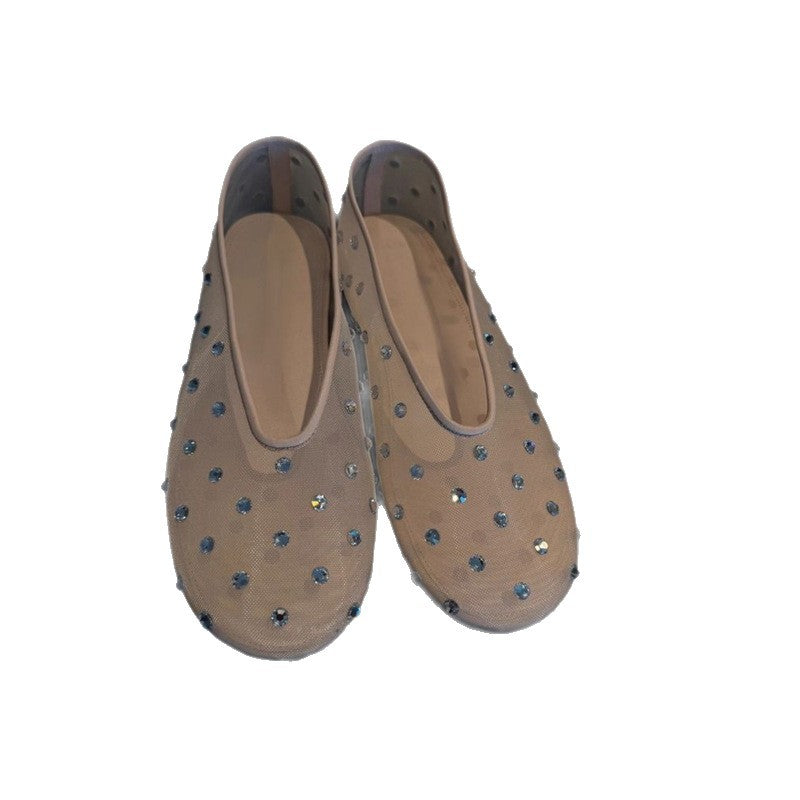 Damen Transparente Mesh‑Ballerinas mit funkelnden Strassapplikationen Shop Nory
