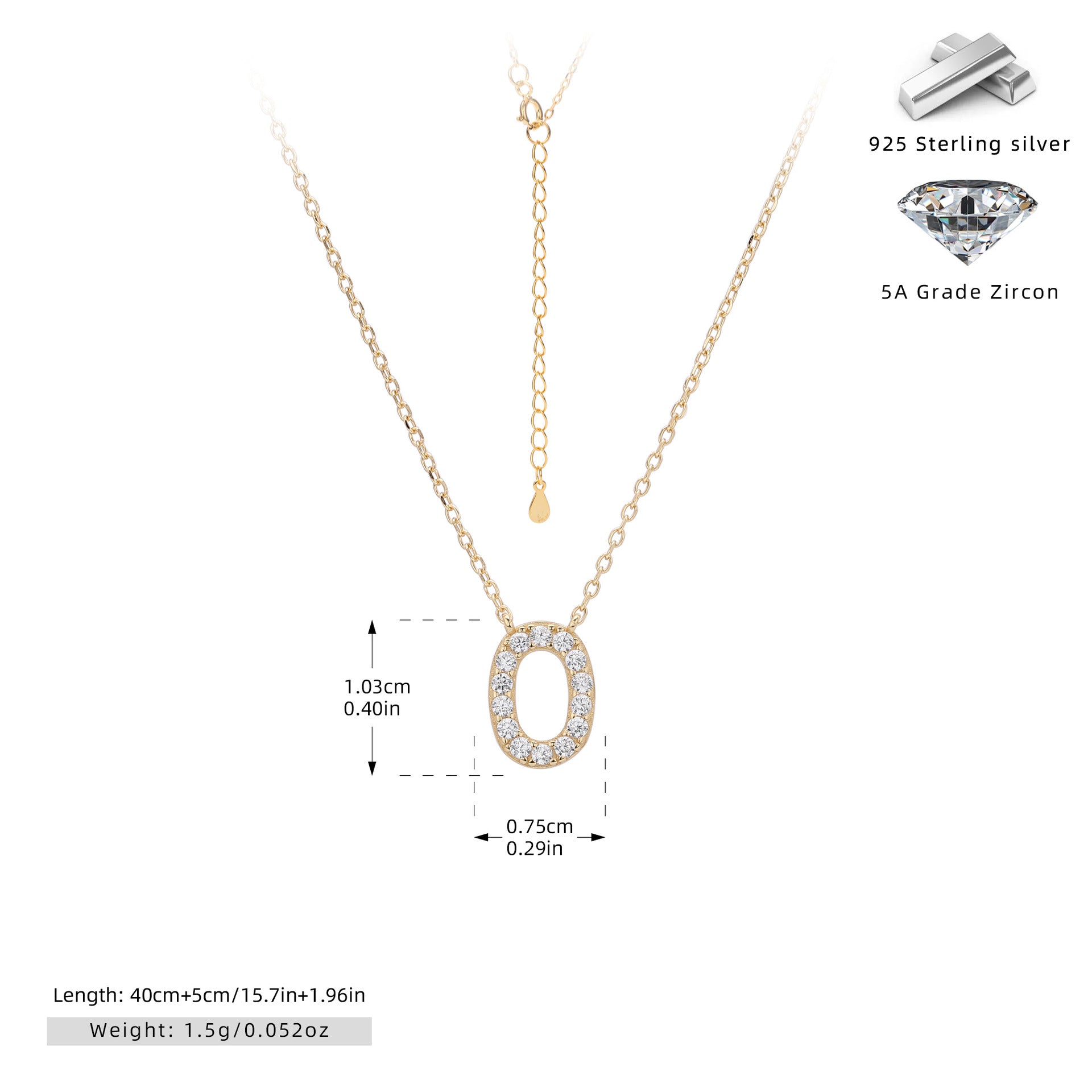 Damen Halskette mit Z-Anhänger und funkelnden Zirkonia Shop Nory