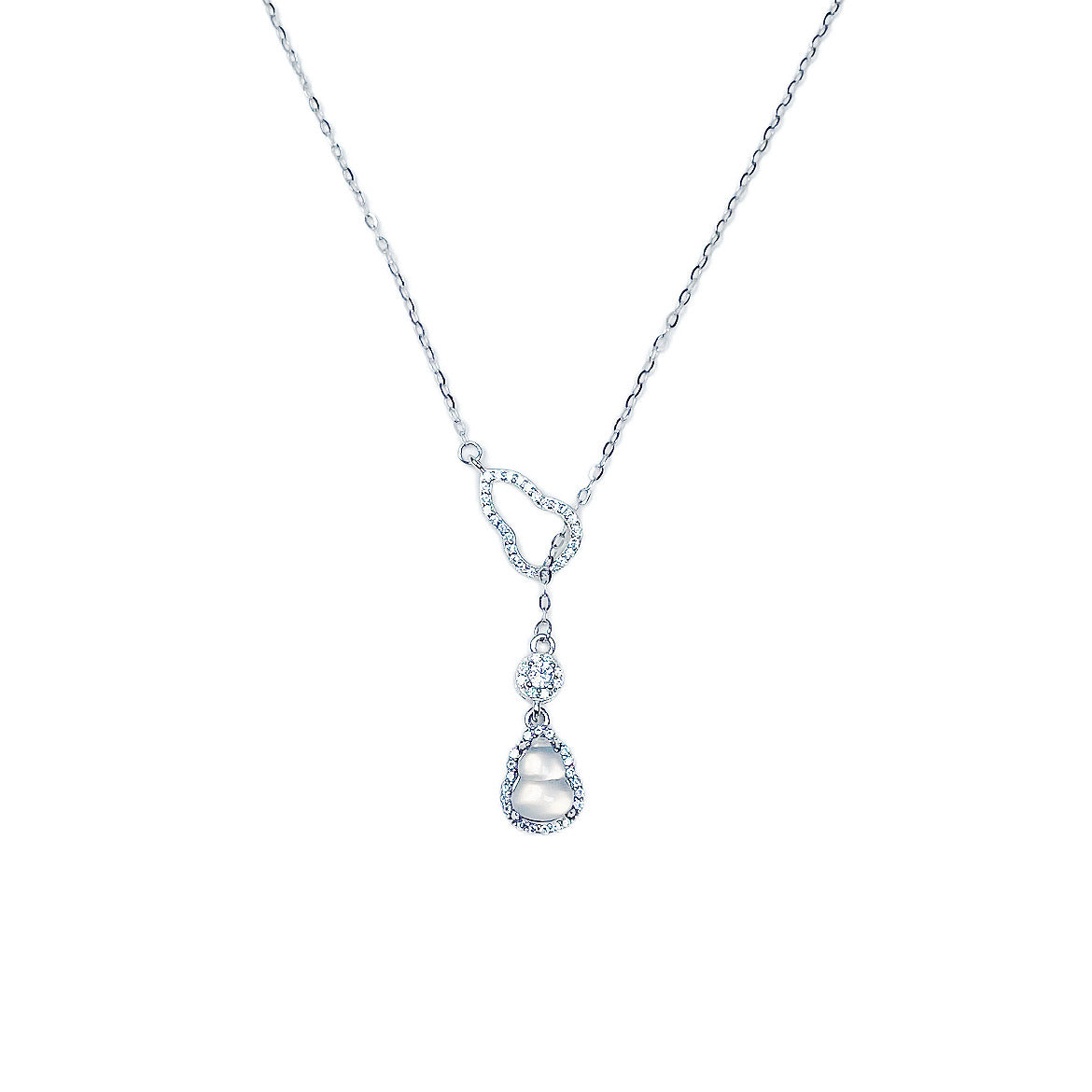 Damen Halskette mit tropfenförmigem Anhänger und funkelnden Zirkonia-Elementen Shop Nory