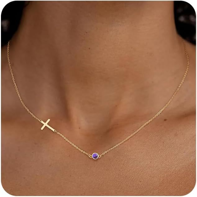 Damen Halskette mit elegantem Kreuz und funkelndem Rubin Shop Nory