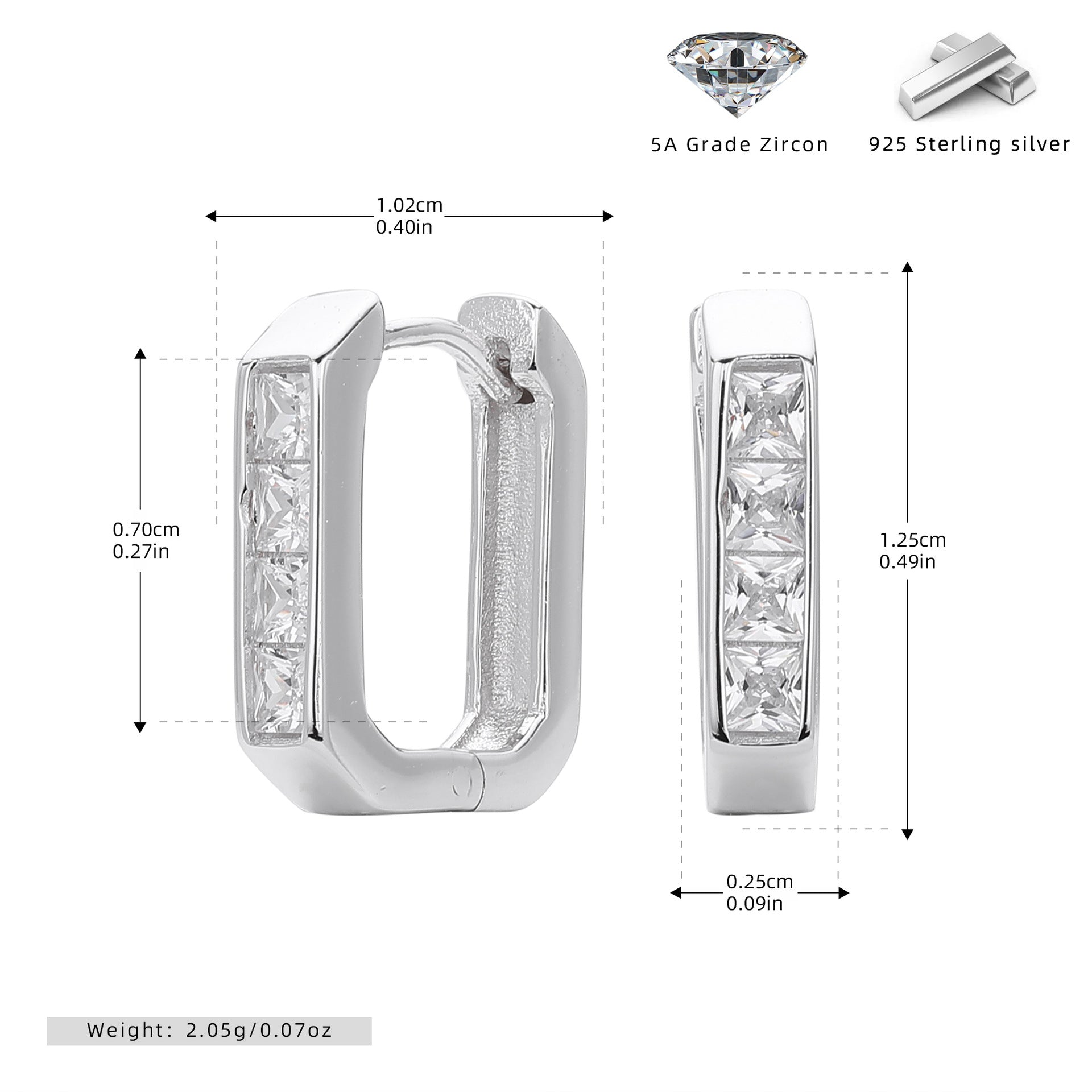 Damen Ohrcreolen mit glänzendem Zirkonbesatz aus hochwertigem 925 Sterling Silber Shop Nory