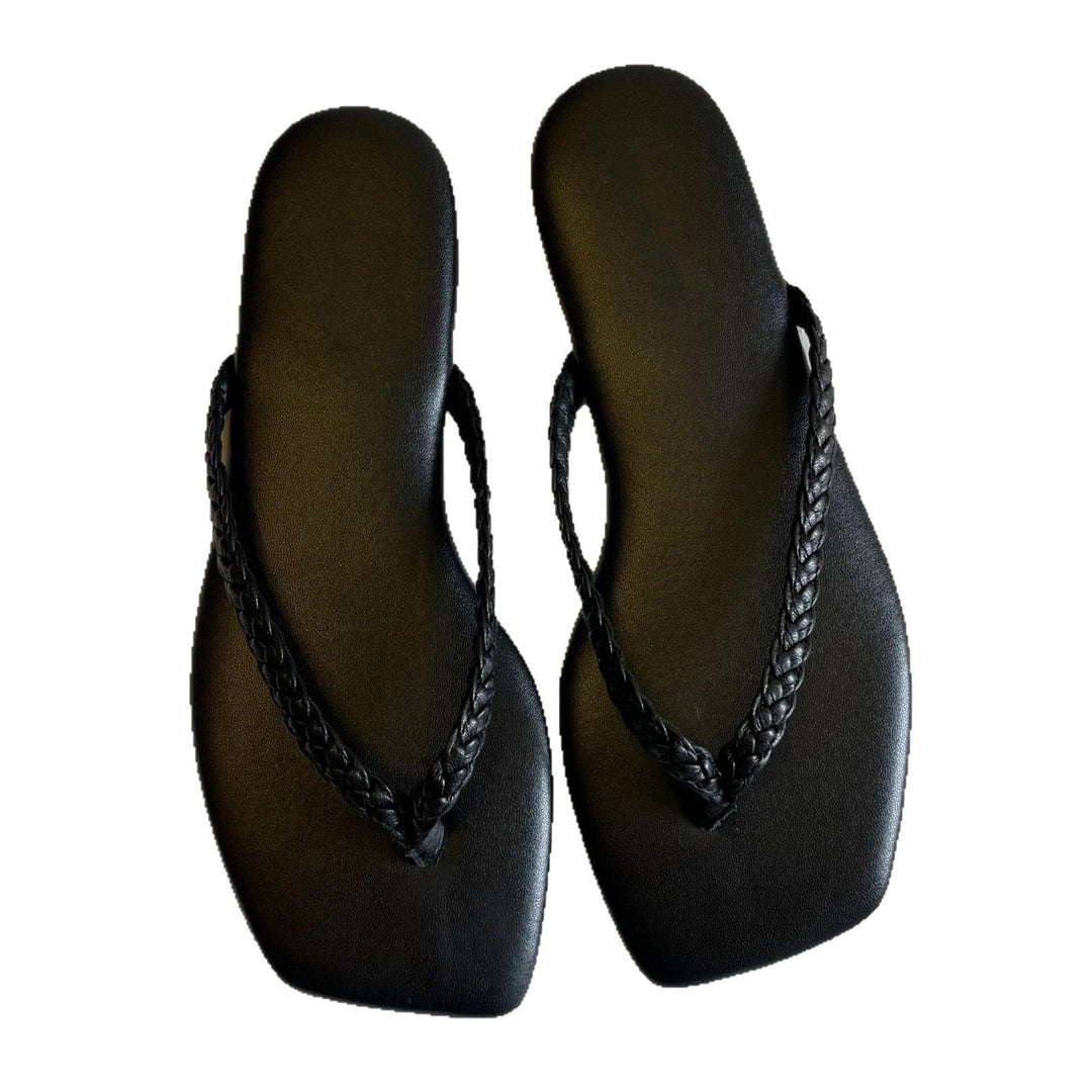 Damen Designer Zehentrenner mit geflochtenem Riemen