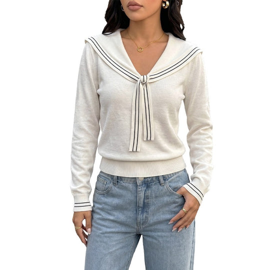 Damen Sportlicher Pullover mit maritimem Kragen Shop Nory