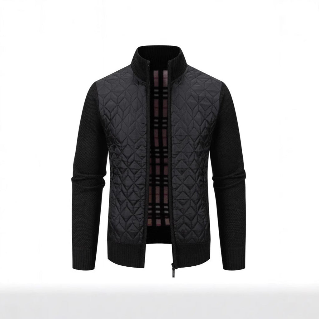 Herren Steppjacke mit hohem Kragen und eleganter Strickästhetik Shopnory