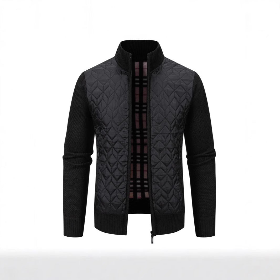 Herren Steppjacke mit hohem Kragen und eleganter Strickästhetik Shopnory
