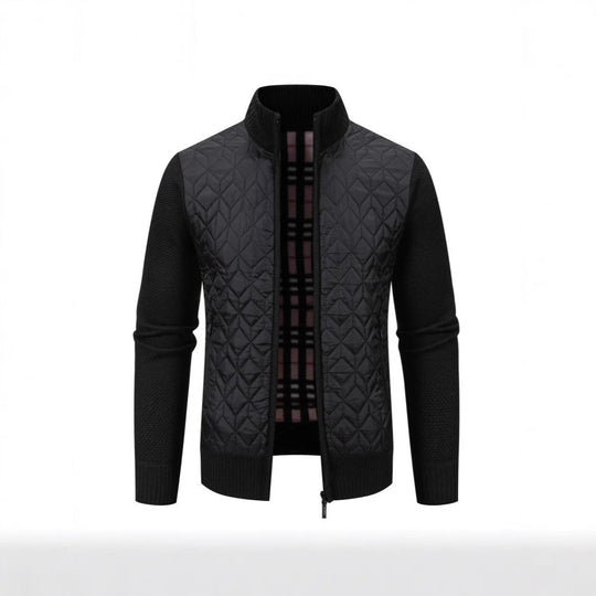 Herren Steppjacke mit hohem Kragen und eleganter Strickästhetik Shopnory