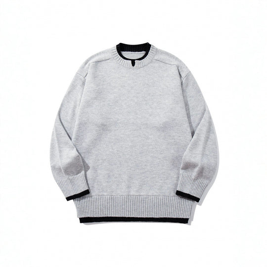 Unisex Relaxed-Fit Feinstrick-Pullover mit Kontrastbündchen und verlängertem Rippenbund Shop Nory