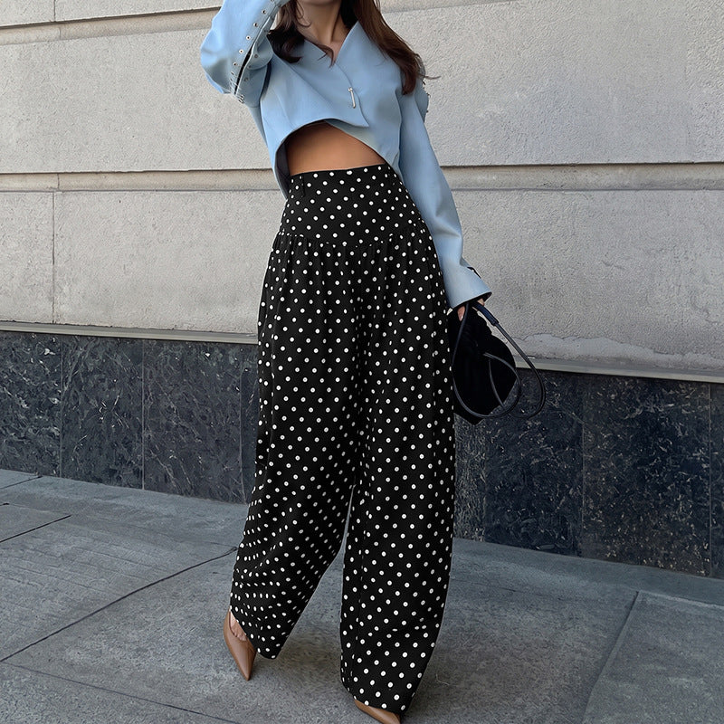 Damen High‑Waist Palazzo‑Hose mit weitem Bein und Polka‑Dot‑Print Shop Nory