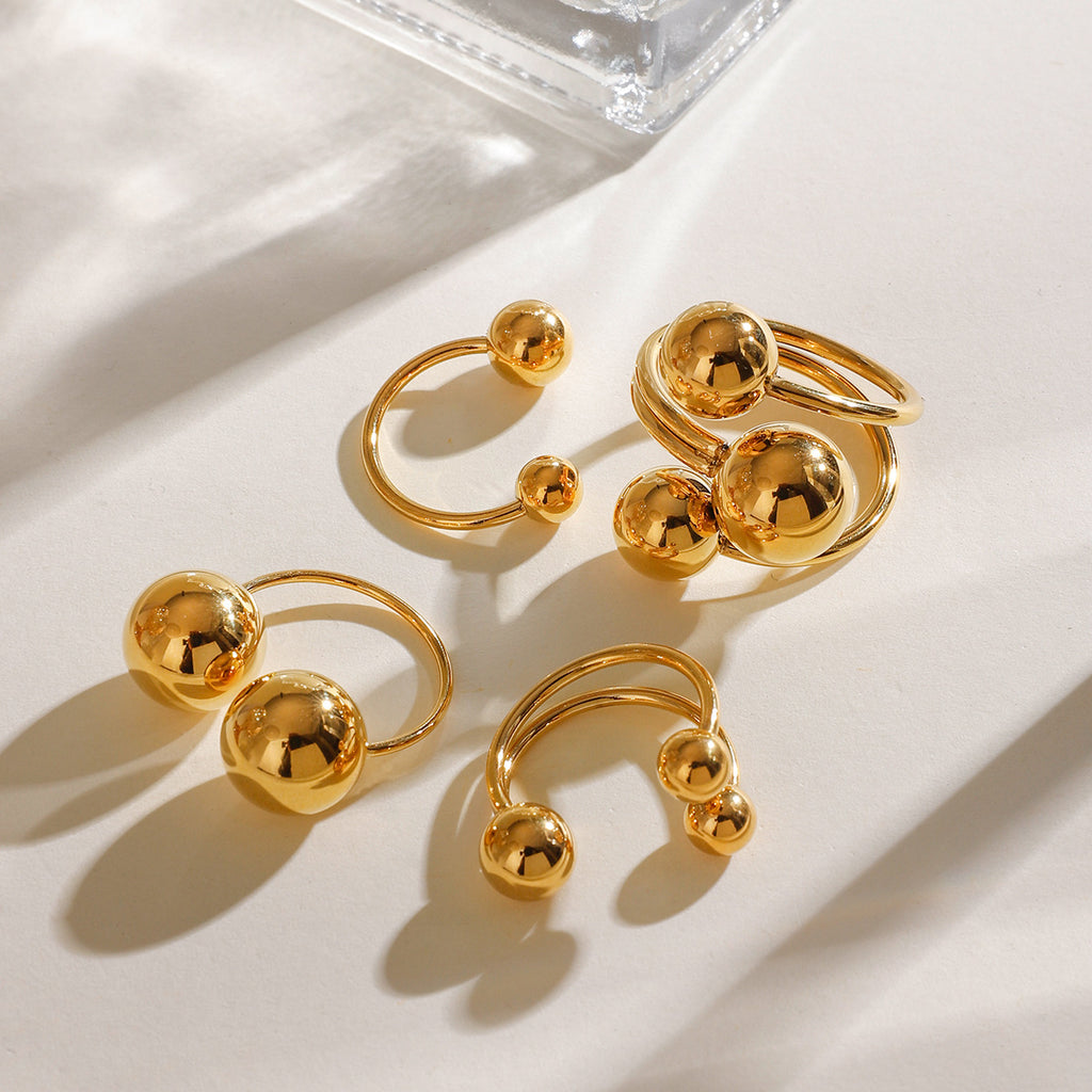 Damen Offener Ring mit elegantem Doppel-Kugel-Design Shop Nory