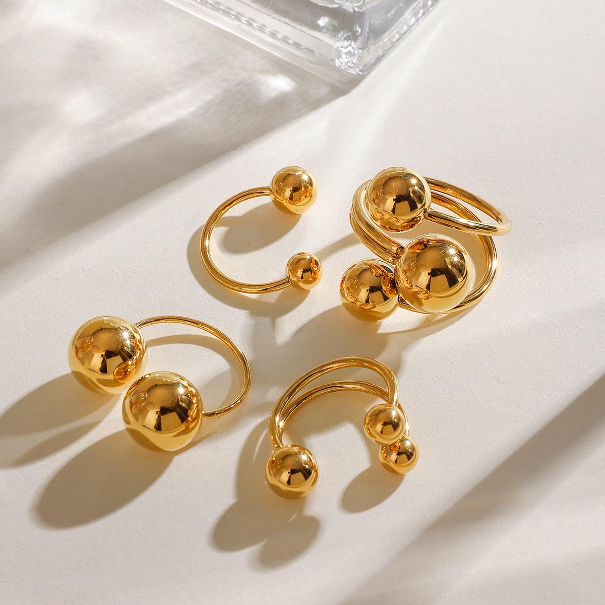 Damen Offener Ring mit elegantem Doppel-Kugel-Design Shop Nory
