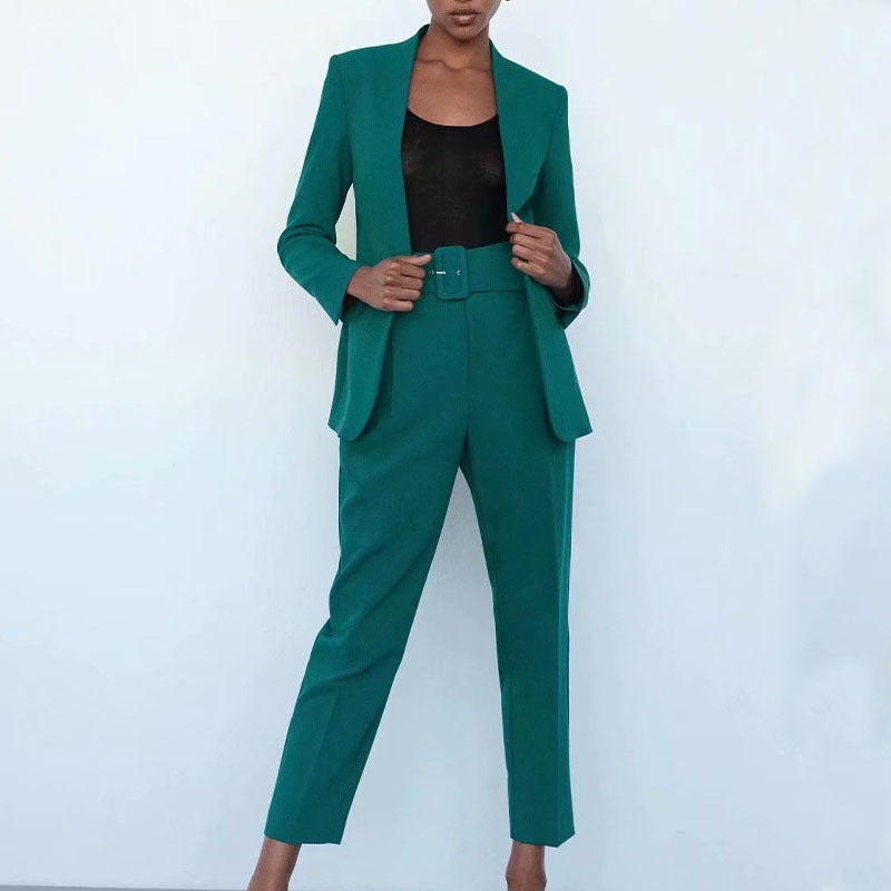 Damen Taillierter Blazer ohne Revers mit offener Front und Paspeltaschen Shop Nory