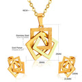 Damen Schmuckset mit glänzendem Quadrat-Anhänger und Ohrringen Shop Nory