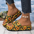 Damen Clogs mit elegantem Sonnenblumenmuster und komfortabler Plattform-Sohle Shopnory