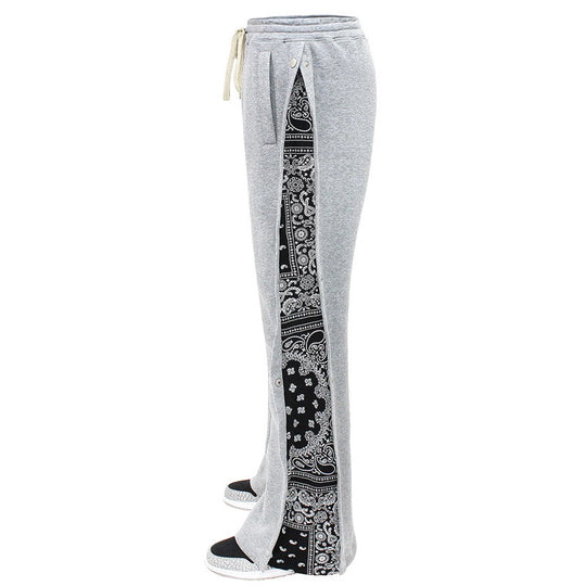 Herren Weite Sweatpants mit seitlicher Druckknopf‑Öffnung & Bandana‑Einsatz Shop Nory