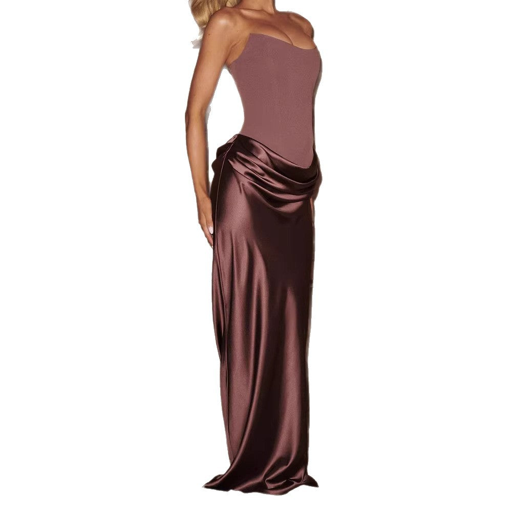 Damen Elegantes Wickelkleid mit figurbetontem Oberteil und schimmerndem Rock Shopnory
