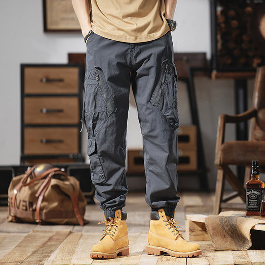 Herren Multitaschen-Cargohose mit Reißverschlusstaschen und elastischem Beinabschluss Shop Nory