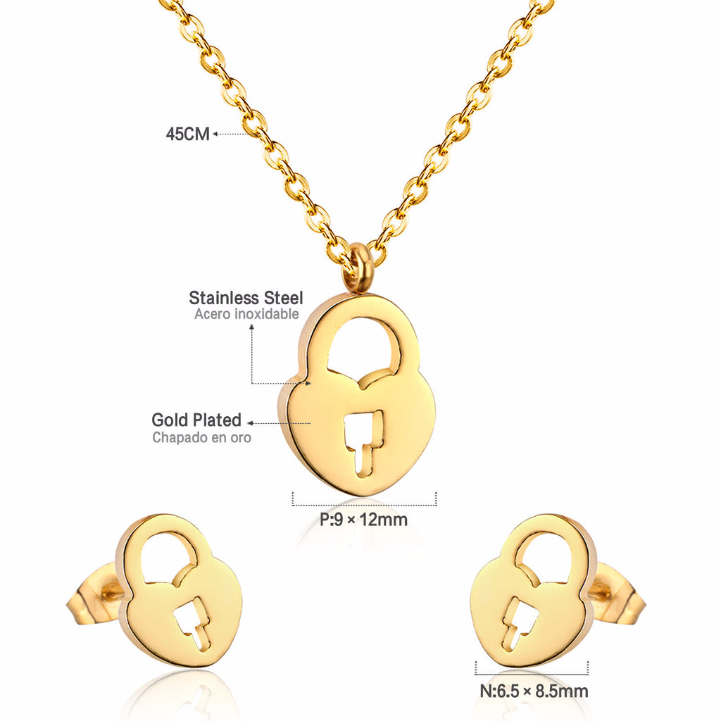 Damen Schmuckset mit Herzanhänger und Ohrringen aus hochwertigem Edelstahl Shop Nory