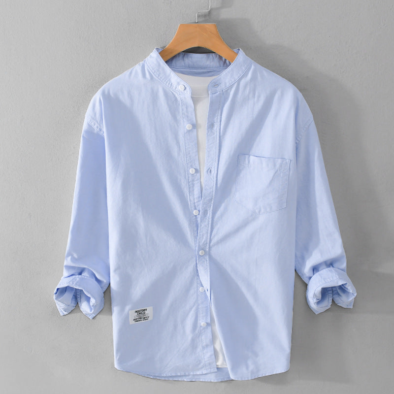 Herren Stehkragen-Overshirt aus Baumwollmix mit Brusttasche und entspannter Passform Shop Nory