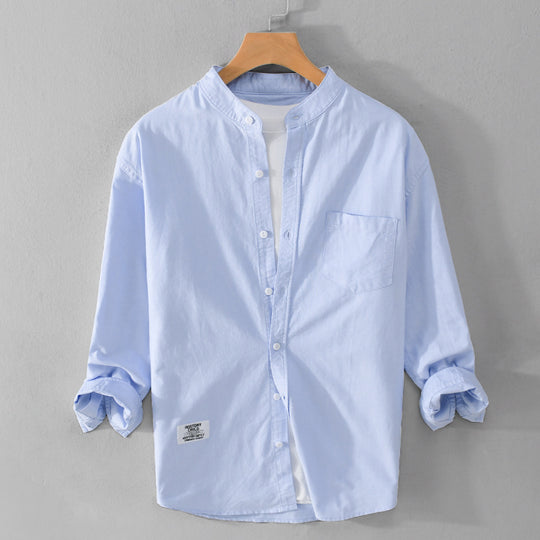 Herren Stehkragen-Overshirt aus Baumwollmix mit Brusttasche und entspannter Passform Shop Nory